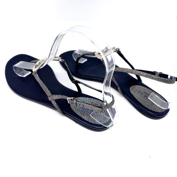GUCCI GG Black Silver Logo Monogram Ellesmere Heart Designer Vintage Sandals 36 - Picture 6 of 10